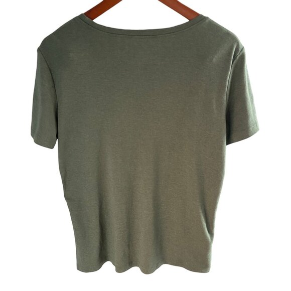 Eddie Bauer Women's Cotton Blend Short Sleeve Top Size TXL Talls Olive Green - Picture 2 of 7